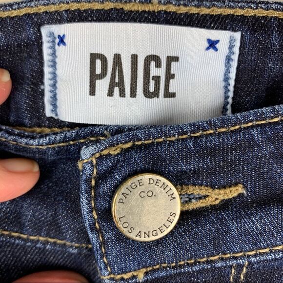 Paige Cutoff Stretch Denim Bermuda Jean Shorts Sz 26 - Picture 2 of 14